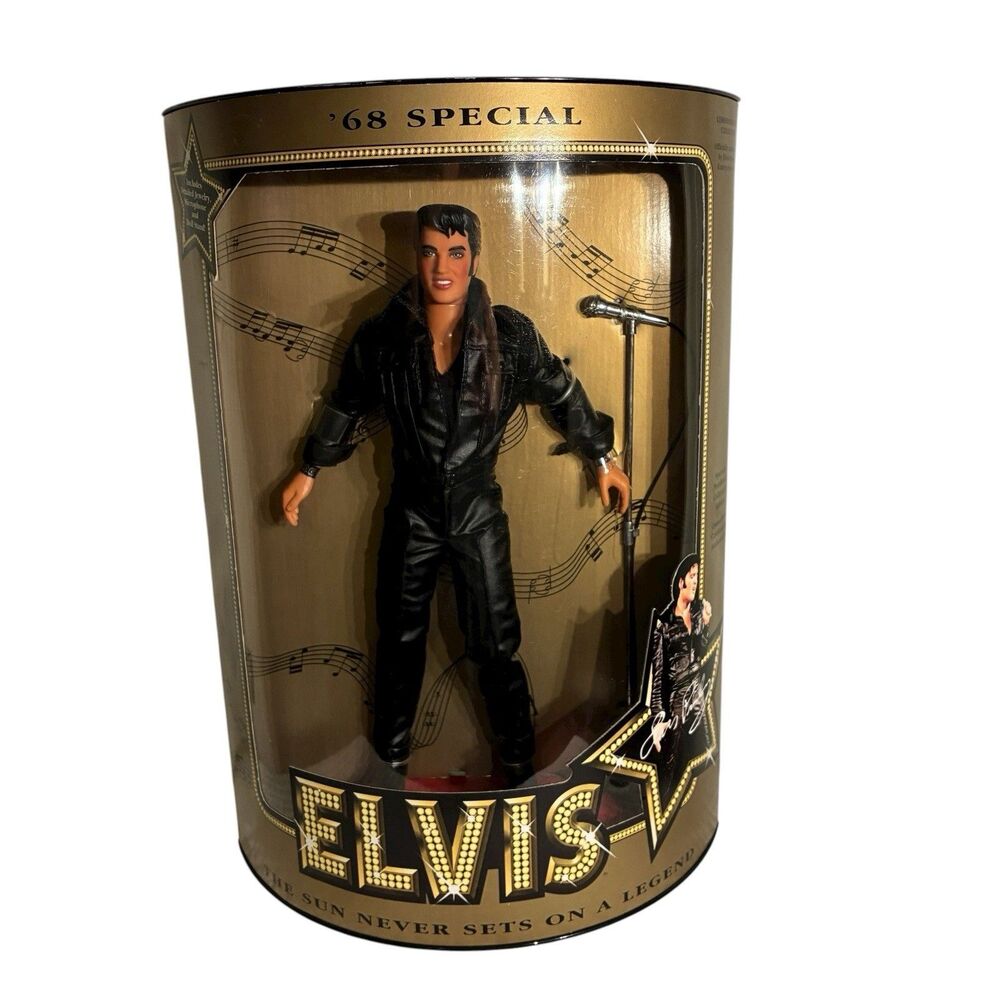 ‘68 Special ELVIS PRESLEY Doll In Black Leather Commemorative Collection #9113.